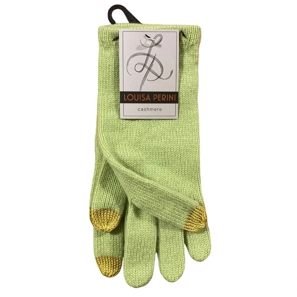 Louisa Perini Cashmere Gloves NWT in Lime Green Tech fingers